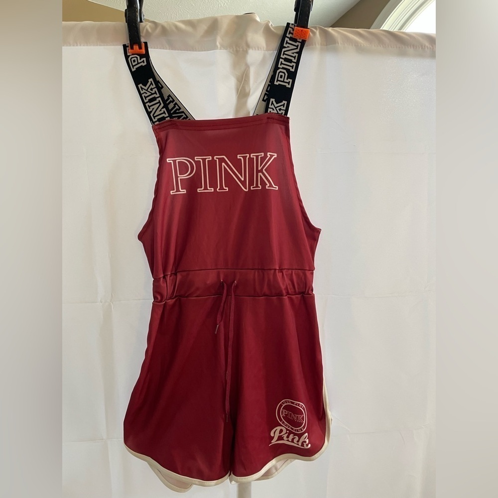 Pink Logo Maroon-Red Jumpsuit/ romper size S